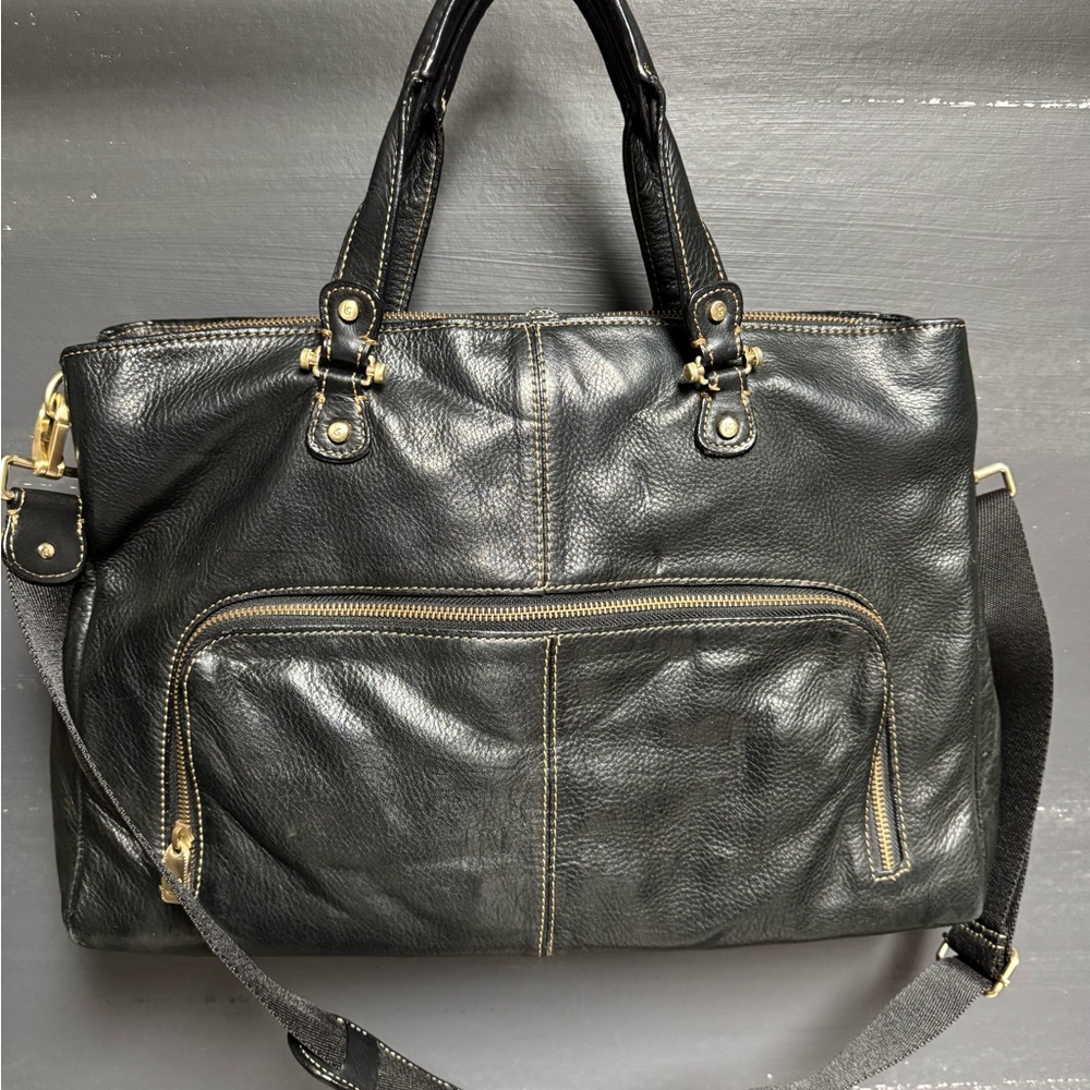Elegant Black Leather Tote Bag - Picture 2 of 2